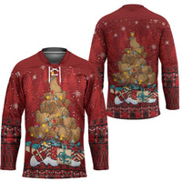 Funny Kiwi Bird Xmas Tree Hockey Jersey New Zealand Tribal Christmas Spirit - Polynesian Pride