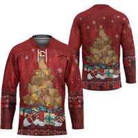 Funny Kiwi Bird Xmas Tree Hockey Jersey New Zealand Tribal Christmas Spirit - Polynesian Pride