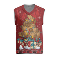Funny Kiwi Bird Xmas Tree Christmas Knitted V-Neck Vest New Zealand Tribal Christmas Spirit - Polynesian Pride