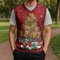 Funny Kiwi Bird Xmas Tree Christmas Knitted V-Neck Vest New Zealand Tribal Christmas Spirit - Polynesian Pride