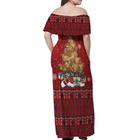 Funny Kiwi Bird Xmas Tree Off Shoulder Maxi Dress New Zealand Tribal Christmas Spirit - Polynesian Pride