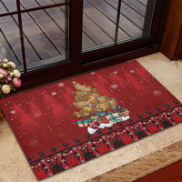 Funny Kiwi Bird Xmas Tree Rubber Doormat New Zealand Tribal Christmas Spirit - Polynesian Pride