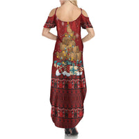 Funny Kiwi Bird Xmas Tree Summer Maxi Dress New Zealand Tribal Christmas Spirit - Polynesian Pride