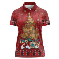 Funny Kiwi Bird Xmas Tree Women Polo Shirt New Zealand Tribal Christmas Spirit - Polynesian Pride