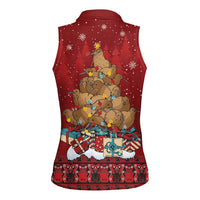 Funny Kiwi Bird Xmas Tree Women Sleeveless Polo Shirt New Zealand Tribal Christmas Spirit - Polynesian Pride