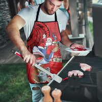 Funny Santa Riding Shark Apron Polynesian Tribal Christmas Spirit - Polynesian Pride
