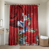 Funny Santa Riding Shark Bathroom Set Polynesian Tribal Christmas Spirit - Polynesian Pride