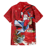 Funny Santa Riding Shark Family Matching Summer Maxi Dress and Hawaiian Shirt Polynesian Tribal Christmas Spirit - Polynesian Pride