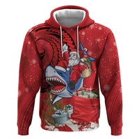 Funny Santa Riding Shark Hoodie Polynesian Tribal Christmas Spirit - Polynesian Pride