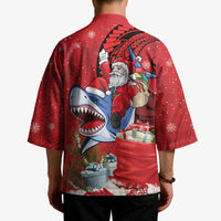 Funny Santa Riding Shark Kimono Polynesian Tribal Christmas Spirit - Polynesian Pride