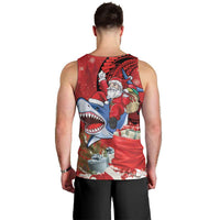 Funny Santa Riding Shark Men Tank Top Polynesian Tribal Christmas Spirit - Polynesian Pride