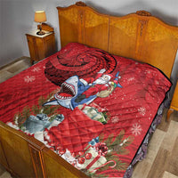Funny Santa Riding Shark Quilt Polynesian Tribal Christmas Spirit - Polynesian Pride