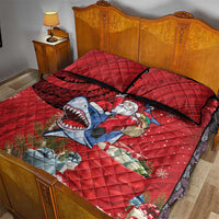 Funny Santa Riding Shark Quilt Bed Set Polynesian Tribal Christmas Spirit - Polynesian Pride