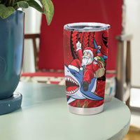 Funny Santa Riding Shark Tumbler Cup Polynesian Tribal Christmas Spirit - Polynesian Pride