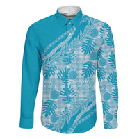 Hawaii Breadfruit Palaka Family Matching Long Sleeve Bodycon Dress and Hawaiian Shirt Polu Maile Lei - Polynesian Pride