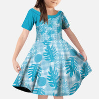 Hawaii Breadfruit Palaka Family Matching Off Shoulder Short Dress and Hawaiian Shirt Polu Maile Lei - Polynesian Pride
