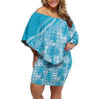 Hawaii Breadfruit Palaka Family Matching Off Shoulder Short Dress and Hawaiian Shirt Polu Maile Lei - Polynesian Pride