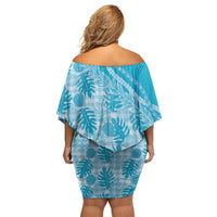 Hawaii Breadfruit Palaka Family Matching Off Shoulder Short Dress and Hawaiian Shirt Polu Maile Lei - Polynesian Pride