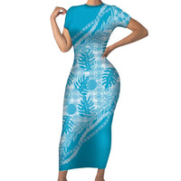 Hawaii Breadfruit Palaka Family Matching Short Sleeve Bodycon Dress and Hawaiian Shirt Polu Maile Lei - Polynesian Pride