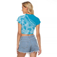 Hawaii Breadfruit Palaka Raglan Cropped T Shirt Polu Maile Lei - Polynesian Pride