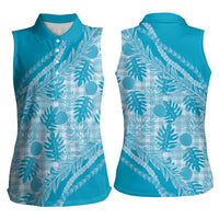 Hawaii Breadfruit Palaka Women Sleeveless Polo Shirt Polu Maile Lei - Polynesian Pride