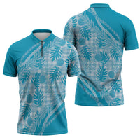 Hawaii Breadfruit Palaka Zipper Polo Shirt Polu Maile Lei - Polynesian Pride