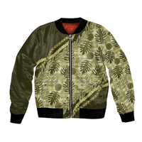 Hawaii Breadfruit Palaka Bomber Jacket Omaomao Maile Lei - Polynesian Pride