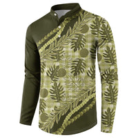 Hawaii Breadfruit Palaka Button Sweatshirt Omaomao Maile Lei - Polynesian Pride