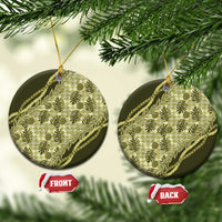 Hawaii Breadfruit Palaka Ceramic Ornament Omaomao Maile Lei - Polynesian Pride