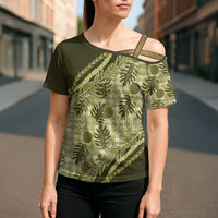 Hawaii Breadfruit Palaka Cross Shoulder Shirt Omaomao Maile Lei - Polynesian Pride