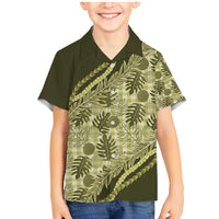 Hawaii Breadfruit Palaka Family Matching Mermaid Dress and Hawaiian Shirt Omaomao Maile Lei - Polynesian Pride