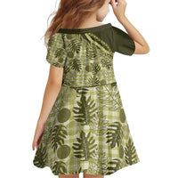 Hawaii Breadfruit Palaka Family Matching Off Shoulder Short Dress and Hawaiian Shirt Omaomao Maile Lei - Polynesian Pride