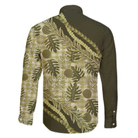 Hawaii Breadfruit Palaka Family Matching Off Shoulder Short Dress and Hawaiian Shirt Omaomao Maile Lei - Polynesian Pride