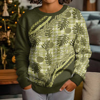 Hawaii Breadfruit Palaka Kid Ugly Christmas Sweater Omaomao Maile Lei - Polynesian Pride