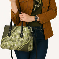 Hawaii Breadfruit Palaka Leather Bag Omaomao Maile Lei - Polynesian Pride