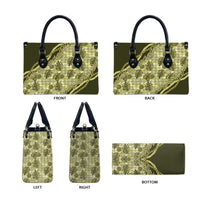 Hawaii Breadfruit Palaka Leather Bag Omaomao Maile Lei - Polynesian Pride
