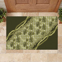 Hawaii Breadfruit Palaka Rubber Doormat Omaomao Maile Lei - Polynesian Pride