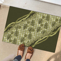 Hawaii Breadfruit Palaka Rubber Doormat Omaomao Maile Lei - Polynesian Pride