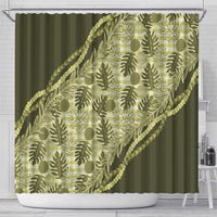 Hawaii Breadfruit Palaka Shower Curtain Omaomao Maile Lei - Polynesian Pride