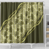 Hawaii Breadfruit Palaka Shower Curtain Omaomao Maile Lei - Polynesian Pride