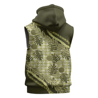 Hawaii Breadfruit Palaka Sleeveless Hoodie Omaomao Maile Lei - Polynesian Pride
