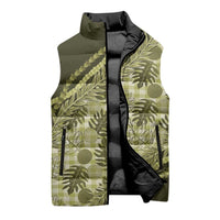 Hawaii Breadfruit Palaka Sleeveless Puffer Jacket Omaomao Maile Lei - Polynesian Pride