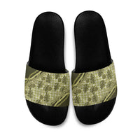 Hawaii Breadfruit Palaka Slide Sandals Omaomao Maile Lei LT9 Green - Polynesian Pride