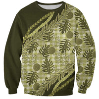 Hawaii Breadfruit Palaka Sweatshirt Omaomao Maile Lei - Polynesian Pride