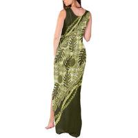 Hawaii Breadfruit Palaka Tank Maxi Dress Omaomao Maile Lei - Polynesian Pride