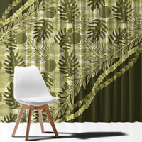 Hawaii Breadfruit Palaka Window Curtain Omaomao Maile Lei - Polynesian Pride