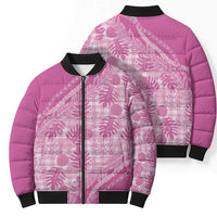 Hawaii Breadfruit Palaka Bomber Puffer Jacket Omaomao Ulaula Maile Lei - Polynesian Pride