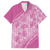 Hawaii Breadfruit Palaka Family Matching Off Shoulder Short Dress and Hawaiian Shirt Omaomao Ulaula Maile Lei - Polynesian Pride