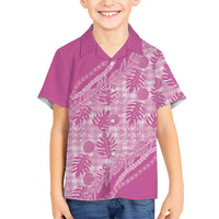 Hawaii Breadfruit Palaka Family Matching Off Shoulder Short Dress and Hawaiian Shirt Omaomao Ulaula Maile Lei - Polynesian Pride