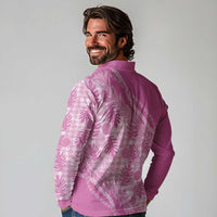 Hawaii Breadfruit Palaka Long Sleeve Polo Shirt Omaomao Ulaula Maile Lei - Polynesian Pride